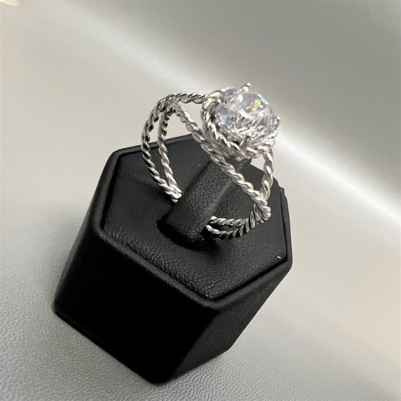 Absolute Size 10 Sterling Silver Cubic Zirconia 120-Facet Round Rope Ring NWT - Picture 10 of 10